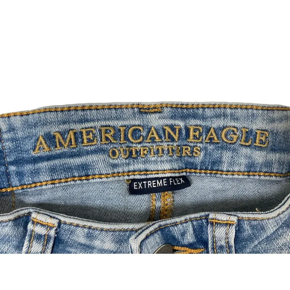 American Eagle Extreme Flex Slim Straight Light Wash Denim Jeans Size 26x28